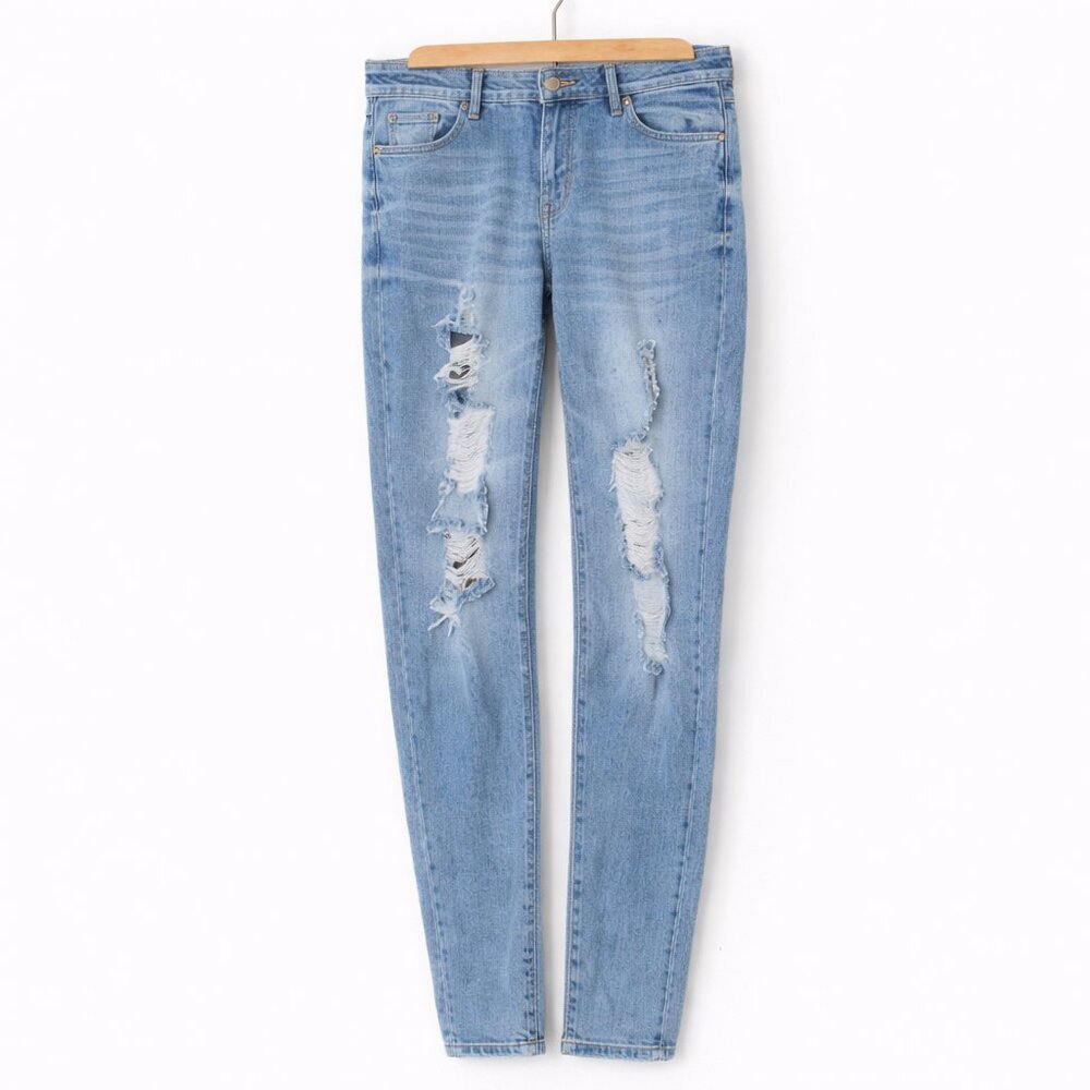 HAMMER JEANS LA | Distressed Light Wash Skinny Boyfriend Denim Jeans - Size 7